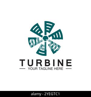 Logo Modern turbine Logo Design per aviazione, azienda, marchio, industria, energia eolica. Con un concetto moderno. Illustrazione Vettoriale