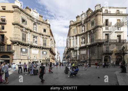 Centro storico di Palermo, quattro Canti, Sicilia, Italia, Europa Foto Stock