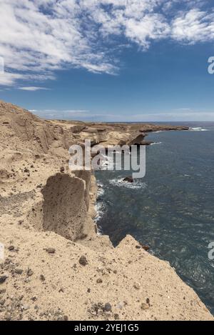 Paesaggio di Tajao, costa vulcanica nel sud dell'isola di Tenerife, isole Canarie, Spagna, Europa Foto Stock