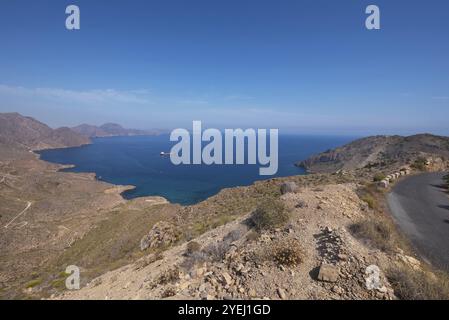 Paesaggio montano la Azohia nella baia di Cartagena, regione di Murcia, Spagna, Europa Foto Stock