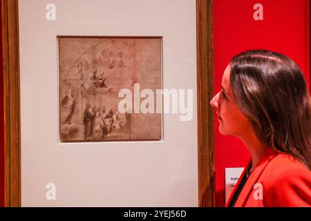 The King's Gallery, Buckingham Palace, Londra 31 ottobre 2024 Raffaello, che disegna il Rinascimento italiano, riunirà la più ampia gamma di disegni di questo rivoluzionario periodo artistico mai mostrato nel Regno Unito. Dal 1° novembre al 9 marzo 2025. (Solo editoriale)Paul Quezada-Neiman/Alamy Live News crediti: Paul Quezada-Neiman/Alamy Live News Foto Stock