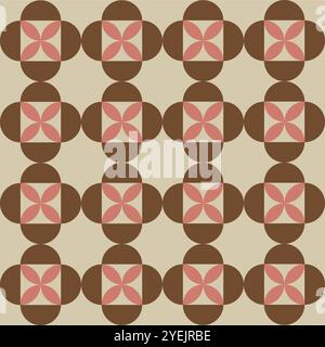 Motivo senza cuciture dall'aspetto retrò con forme astratte su sfondo bianco Illustrazione Vettoriale