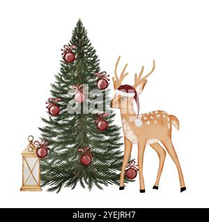 UK Greetings Biglietto Di Natale Per Nipote - Renna Dorata E Albero, Con Busta - 2