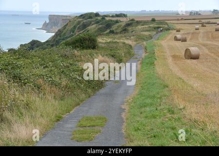 Le spiagge della Normandia sono note per l'operazione Overlord e il D-Day. Colori tenui e spiagge immensa per la bassa marea, fienili provenienti dalla campagna Foto Stock