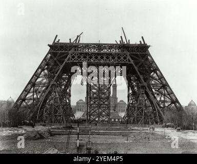 Foto d'epoca di Parigi, Torre Eiffel, cantiere 1887-1889 Foto Stock