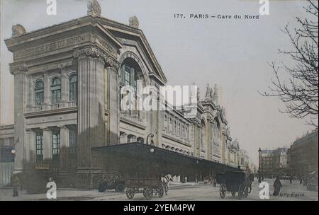 Foto d'epoca di Parigi, Gare du Nord. Francia, febbraio 1903 Foto Stock