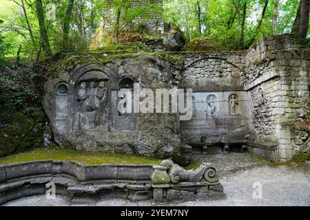 Sacro Bosco, Parco dei mostri, Groteske, Monumentalskulpturen, Foto Stock