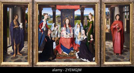 The donne Triptych, intorno al 1478, Hans Memling (attivo nel 1465; morto nel 1494), The National Gallery, Londra, Regno Unito Foto Stock