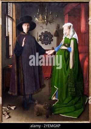 The Arnolfini Portrait, 1434, Jan van Eyck (attivo nel 1422; morto nel 1441), The National Gallery, Londra, Regno Unito Foto Stock