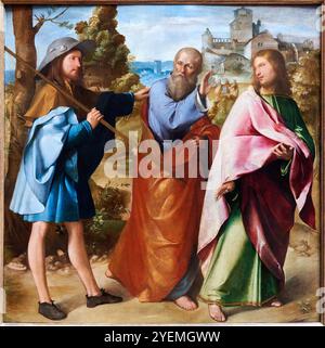 The Road to Emmaus, circa 1516-1517, Altobello Melone (circa 1490; morto prima del 1543), The National Gallery, Londra, Regno Unito Foto Stock