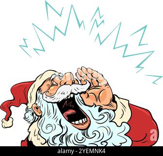 Babbo Natale urla forte. Offerta brillante per i clienti a Capodanno. Compra un regalo per le vacanze. Cartoni animati fumetti pop art illustrazione vettoriale retrò Hand dra Illustrazione Vettoriale