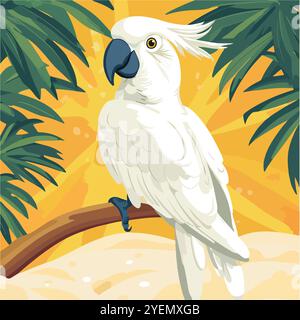 cartoni animati di pappagallo selvatico cockatoo icon isolato su sa Illustrazione Vettoriale