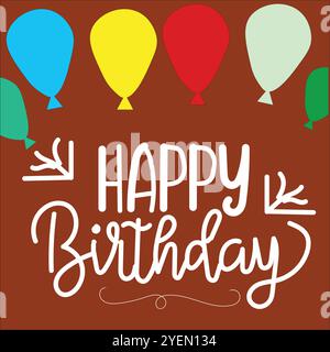 Un set colorato e festoso di grafica a tema compleanno, con palloncini, cappelli da festa e coriandoli. Ideale per creare allegri biglietti di compleanno Illustrazione Vettoriale