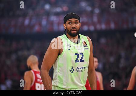 Pireo, Pireo, Grecia. 31 ottobre 2024. 22 JABARI PARKER del FC Barcelona gioca durante l'Eurolega, round 7 match tra Olympiakos Pireo e FC Barcelona allo Stadio Pace e amicizia del Pireo, Grecia, il 31 ottobre 2024. (Immagine di credito: © Stefanos Kyriazis/ZUMA Press Wire) SOLO PER USO EDITORIALE! Non per USO commerciale! Foto Stock