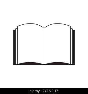 Icona Apri libro. Forma del contorno semplice. Grafica del libro nero. Illustrazione vettoriale. Illustrazione Vettoriale