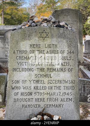 Holocaust Memorial nel cimitero di Bonaventure, Savannah, Georgia, Stati Uniti Foto Stock