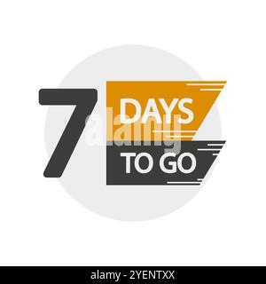 Conto alla rovescia numero sette. I giorni rimanenti. 7 giorni coraggiosi. Simbolo del tempo vettoriale. Illustrazione Vettoriale