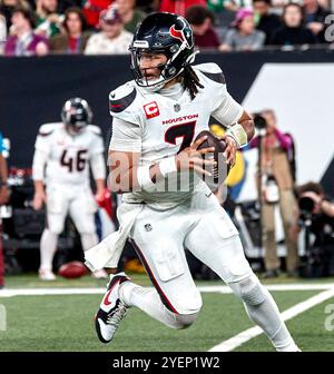 East Rutherford, New Jersey. 31/10/2024, il quarterback degli Houston Texans C.J. Stroud (7) durante una gara della NFL contro i New York Jets al MetLife Stadium di East Rutherford, New Jersey. Duncan Williams/CSM Foto Stock