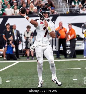 East Rutherford, New Jersey. 31/10/2024, il quarterback degli Houston Texans C.J. Stroud (7) durante una gara della NFL contro i New York Jets al MetLife Stadium di East Rutherford, New Jersey. Duncan Williams/CSM Foto Stock