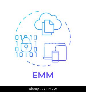 Icona del concetto gradiente blu EMM Illustrazione Vettoriale