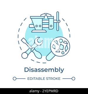 Icona Concept blu morbido per lo smontaggio Illustrazione Vettoriale