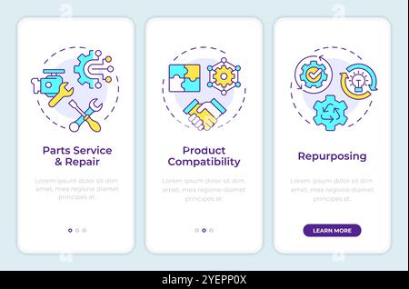 Il reverse engineering utilizza la schermata dell'app mobile onboarding Illustrazione Vettoriale