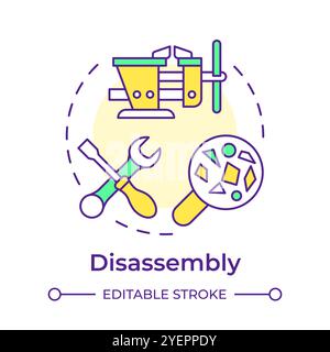 Icona del concetto di smontaggio multicolore Illustrazione Vettoriale