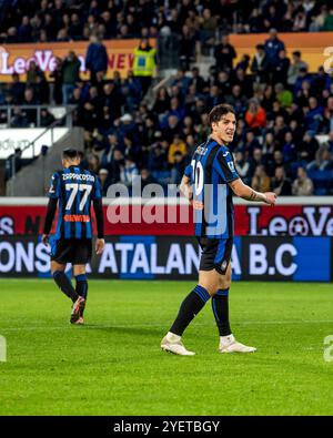 Nicolò Zaniolo in azione durante la partita di serie A tra Atalanta BC e AC Monza il 30 2024 ottobre allo Stadio Gewiss di Bergamo Foto Stock