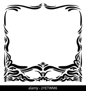 Elegante disegnati a mano retrò cornice floreale. Modello di progettazione per banner, biglietto invito, etichetta, emblema ecc. Lineart confine vintage. Illustrazione Vettoriale. Illustrazione Vettoriale