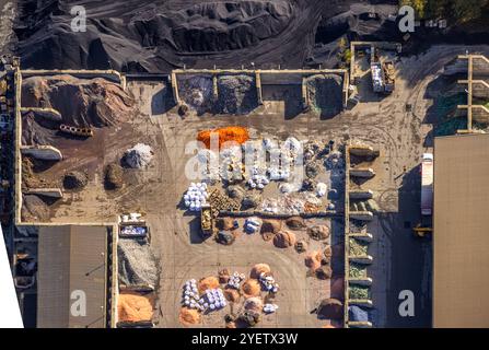 Luftbild, Aurubis AG Kupferhütte und Kupferrecycling, Detailaufnahme, Gahmen, Lünen, Ruhrgebiet, Nordrhein-Westfalen, Deutschland ACHTUNGxMINDESTHONORARx60xEURO *** Vista aerea, Aurubis AG fonderia di rame e riciclatore di rame, primo piano, Gahmen, Lünen, zona della Ruhr, Renania settentrionale-Vestfalia, Germania ATTENTIONxMINDESTHONORARx60xEURO Foto Stock