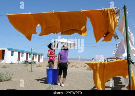 Lavanderia. Deserto del Gobi. Mongolia Foto Stock