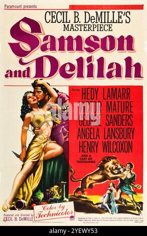 Poster cinematografico del film di Cecil B. DeMille Samson and Delilah (1949) feat Hedy Lamarr, Victor Mature, George Sanders, Angela Lansbury, Henry Wilcoxon Foto Stock