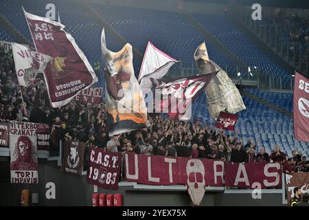 31 ottobre 2024, stadio Olimpico, Roma, Italia; serie A EniLive Football; Roma contro Torino; tifosi del Torino Foto Stock