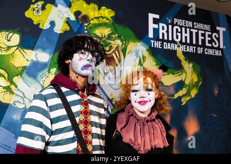 Londra, Regno Unito. 1 novembre 2024. Horror Clowns fotografato dopo la prima inglese di Magpie durante FrightFest Halloween 2024 . Foto di Julie Edwards./Alamy Live News Foto Stock