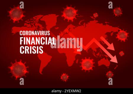 covid19 coronavirus economia globale crollare sfondo freccia Illustrazione Vettoriale