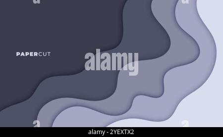 disegno di sfondo dei livelli di stile papercut grigio astratto Illustrazione Vettoriale