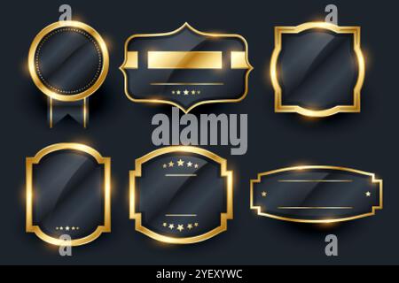 design elegante con logo e etichette dorate Illustrazione Vettoriale