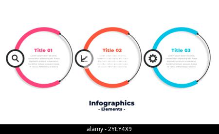 design moderno e circolare a tre fasi di modelli infografici Illustrazione Vettoriale