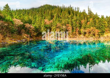 Vista della piscina a cinque colori (il laghetto colorato) Foto Stock
