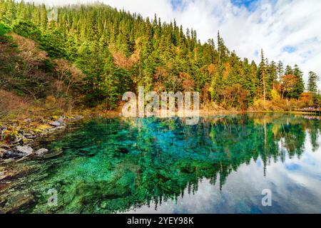Vista della piscina a cinque colori (il laghetto colorato) Foto Stock