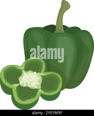 Illustrazione vettoriale dettagliata dei menu Green Capsicum for Food Illustrazione Vettoriale