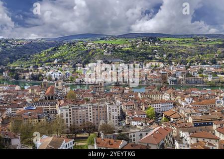 Vista aerea di Vienne dalla collina di Pipet, Francia, Europa Foto Stock