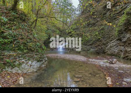Cascate di Rufabgo Creek in autunno, Adygea, Russia, Europa Foto Stock