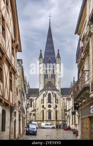 La Chiesa di Notre-Dame di Digione è una chiesa cattolica di Digione. Vista dall'abside Foto Stock