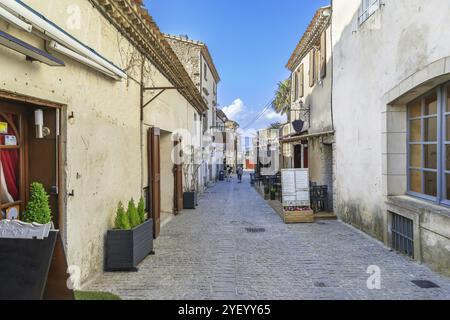 Via nel centro storico di Cité de Carcassonne, Francia, Europa Foto Stock