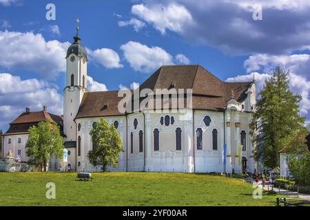 La chiesa di pellegrinaggio di Wies è una chiesa ovale rococò in Baviera, Germania, Europa Foto Stock