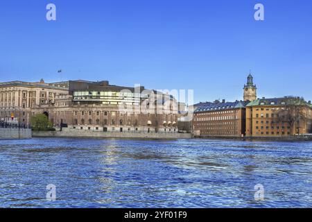 Vista di Gamla Stan dal municipio di Stoccolma, Svezia, Europa Foto Stock