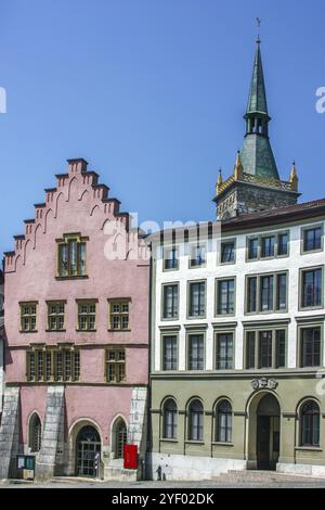 Via nel centro di Biel, Svizzera, Europa Foto Stock