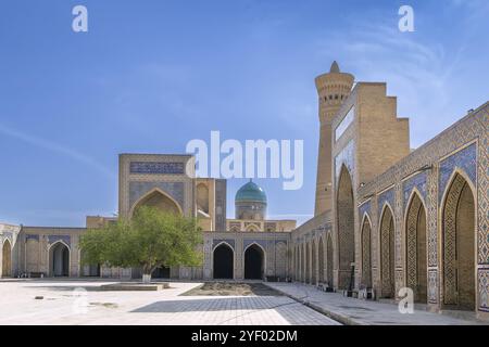 Cortile interno della moschea Kalyan, parte del complesso po-i-Kalyan a Bukhara, Uzbekistan, Asia Foto Stock