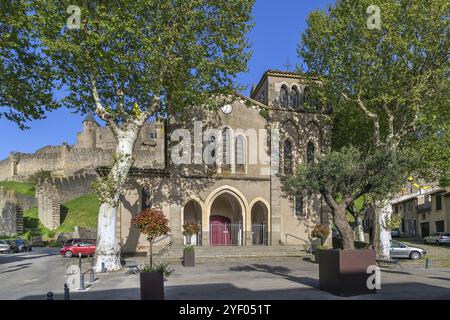 La chiesa di San Gimero si trova ai piedi della città, Carcassonne, Francia, Europa Foto Stock